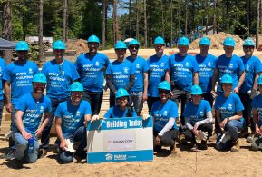 Team Shawflex building homes with Habitat for Humanity